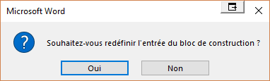 Capture d'écran de la fenêtre invitant à redéfinir l'entrée du bloc de construction