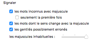 Capture d'écran d'Antidote 9 sur l'option 