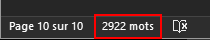 Capture d'écran du nombre de mots sur Word