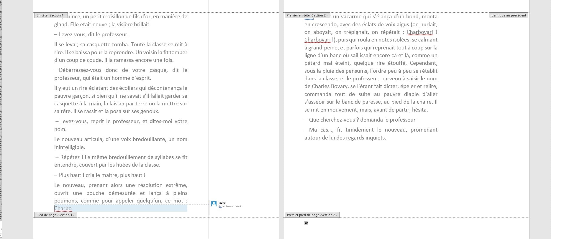 Capture Word : page 1 autre numéro